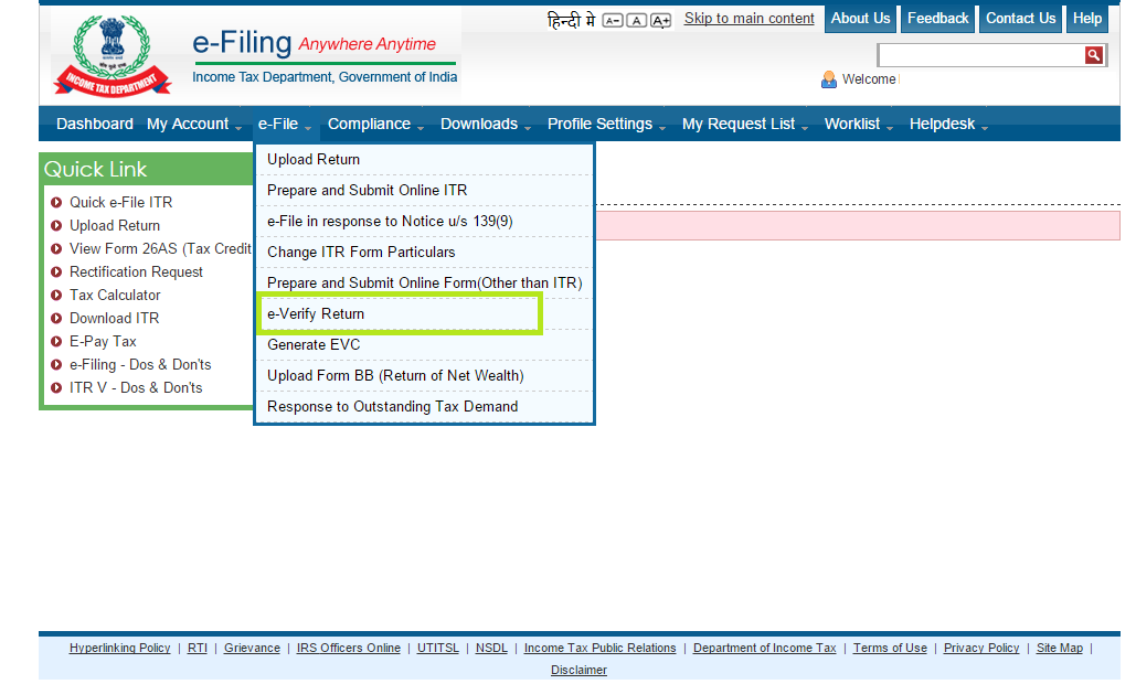 e Verify your Income Tax Return